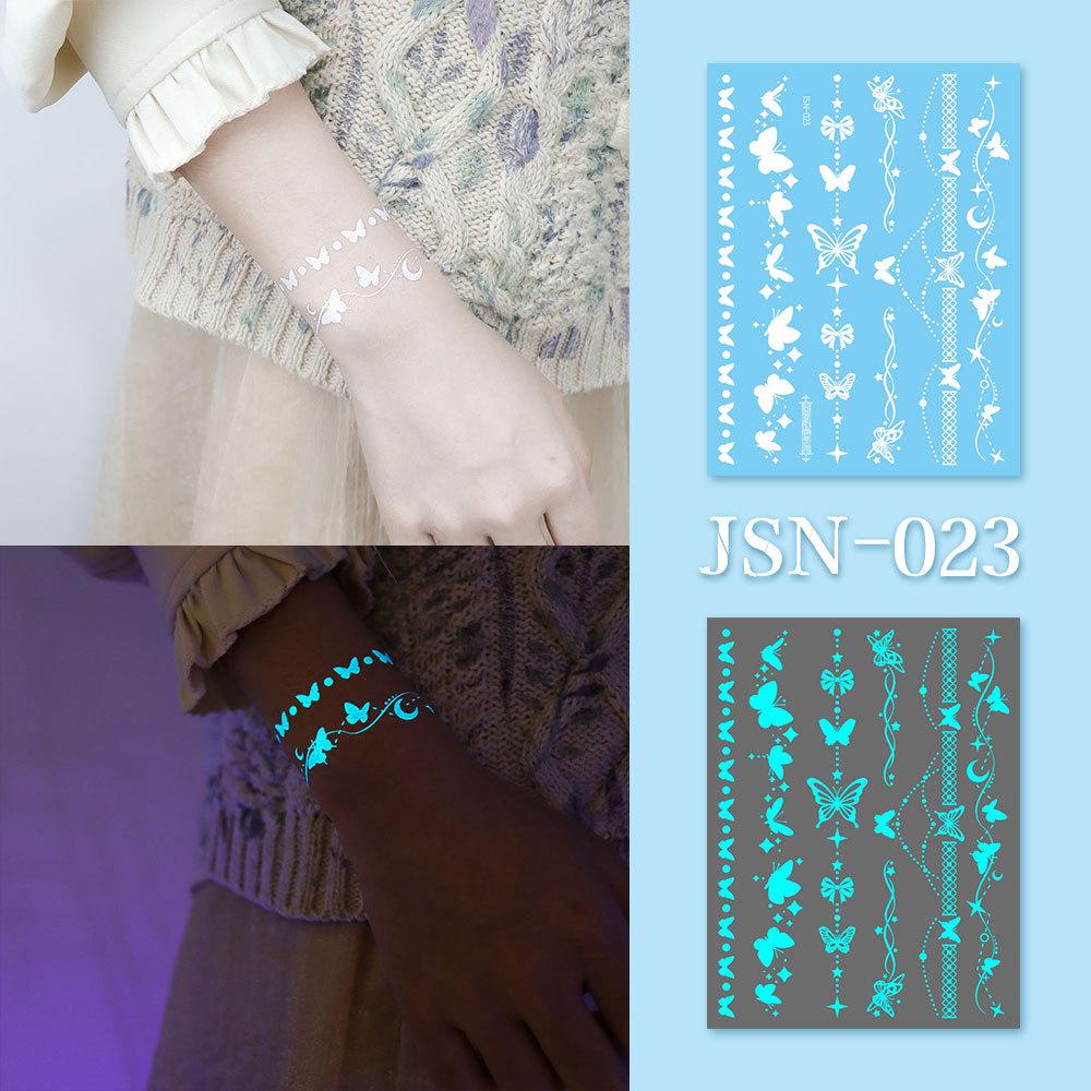 white luminous Bracelet Necklace Body Art 6Sheets Temporary Fake Tatoo Tattoo Sticker Waterproof For Women Accessories