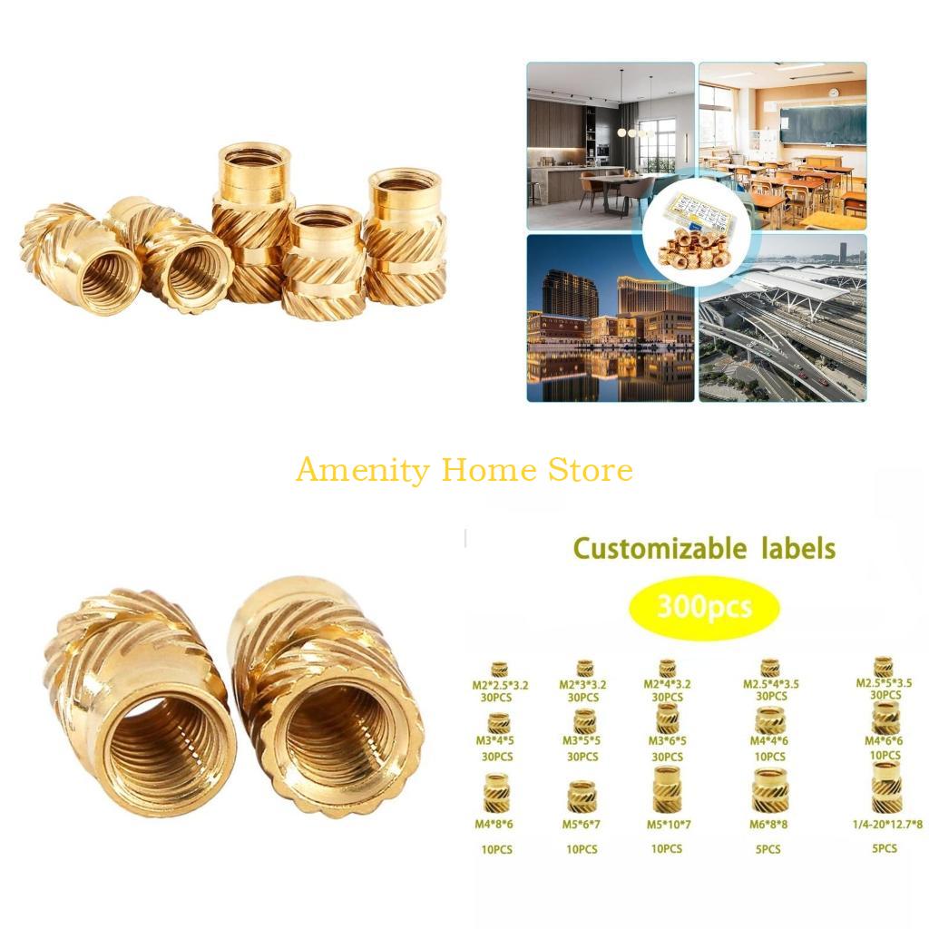 

F26C 300Pcs 2/2.5/3/4/5/6mm Metric Threaded Inserts Knurled Nuts Inserts for 3D Printing Injections Molding Press Thread Nuts China Mainland