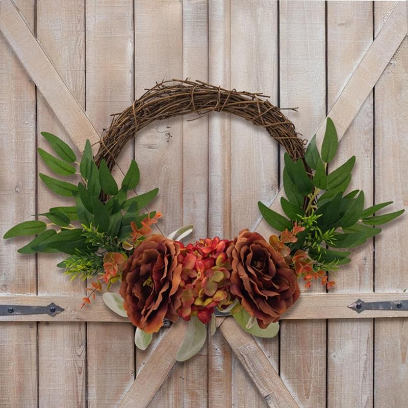 Artificial Flower Wreath for Front Door Farmhouses Garden Wedding Indoor and Outdoor Decorations, Spring Wreath