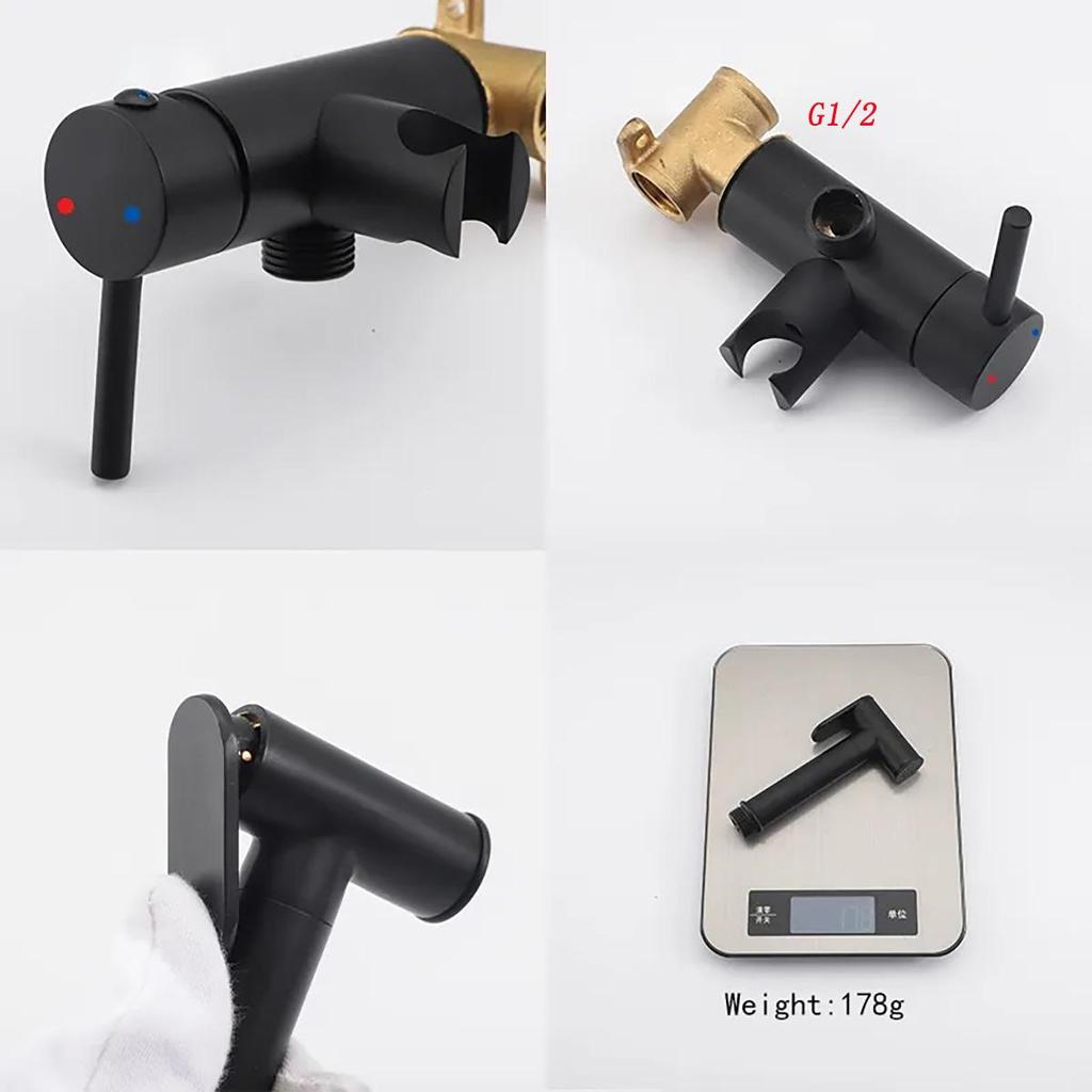 Baterie pentru bideu ULA Negru Toaletă Pulverizator pentru bideu Baterie pentru bideu pentru toaletă din alamă Duș igienic Baterii pentru toaletă cu apă caldă și rece