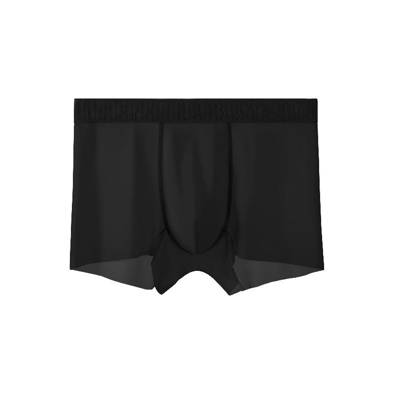

Summer Transparent Thin Ice Silk Men s Underwear Plus Size Four Corner Pants Antibacterial Inner Crotch Flat Corner Pants L чёрный