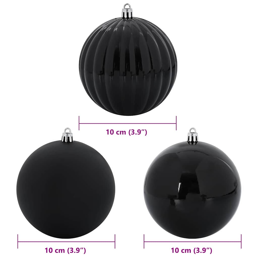 XL Christmas Ornament Set 15 pcs Black Plastic