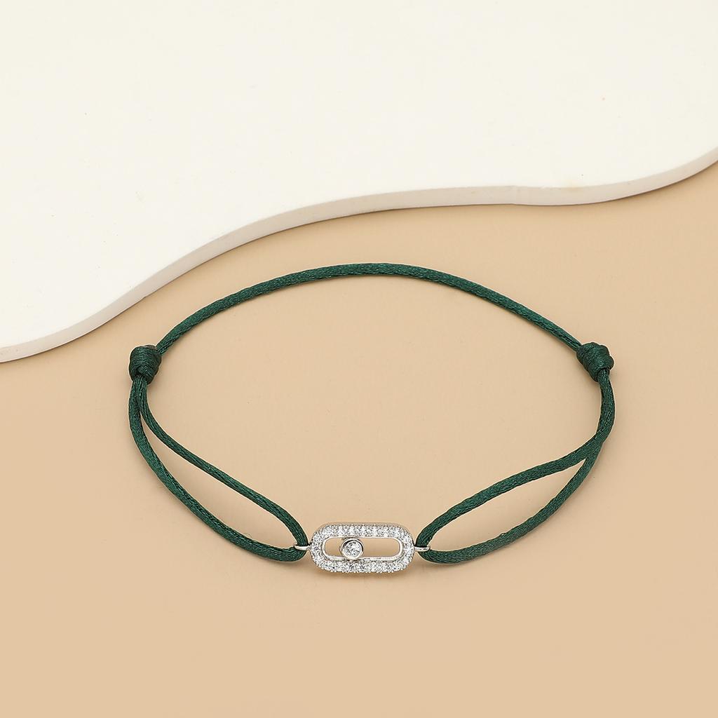 New Simple Fashion Women's Can be moved Round Zircon Rope Bracelet Lace up Chain Adjustable Rope Bracelet jewelry accessory