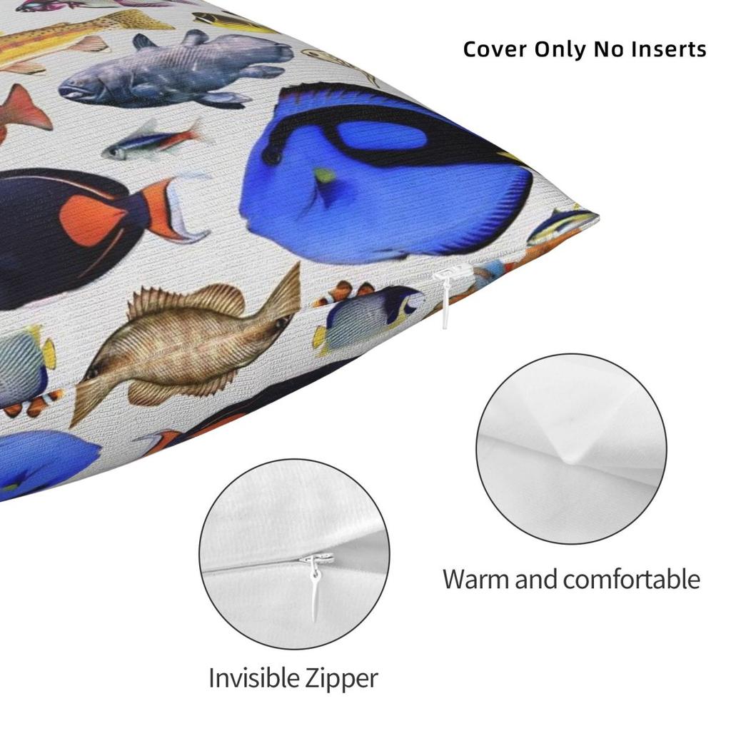 Vintage Fish Trout Pillow Cover Cartoon Fishes Vintage Pillow Case Polyester Cushion Cover Pillowcases For Sofa Home Decoration
