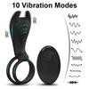 Vibrating Penis Ring with Remote Control for Men Couples Dual Cock Ring Delay Ejaculation Cockring Clit Stimulator Sex