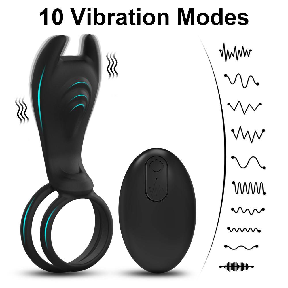Vibrating Penis Ring with Remote Control for Men Couples Dual Cock Ring Delay Ejaculation Cockring Clit Stimulator Sex