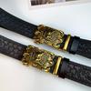 New Men's Embossed Dragon Head Genuine Leather Belt with Automatic Buckle