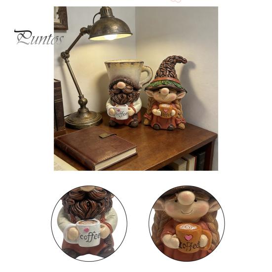 Hand Painted Gnome Set Coffee Ornaments, Cute Resin Figurines, Decorative Tabletop Kitchen Decor Centerpiece for Bar & Lovers Figurines