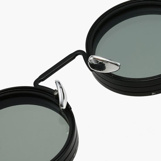 Adjustable Polarized Unisex Sunglasses with ND Filter Lenses Eye Protection Color-Changing Round Frame Outdoor Driving Sunglasses