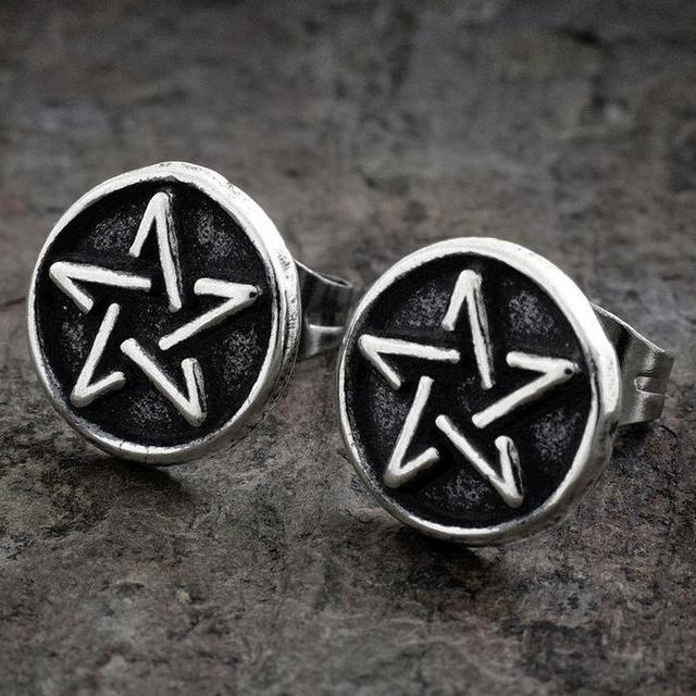 

Простые и модные серебряные крошечные серьги-пентакли