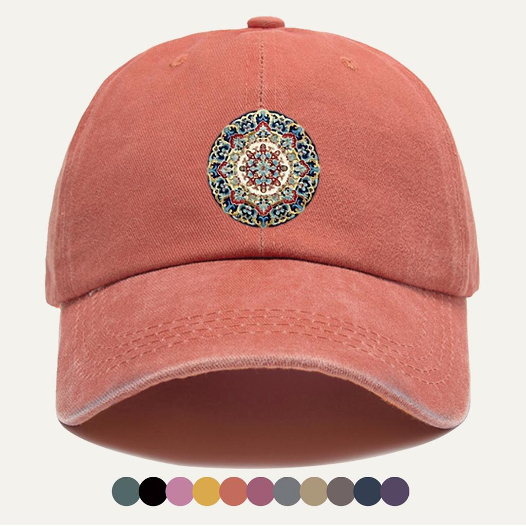 pc Unisexdala Floral Pattern Printed Baseball Cap Vintage Ethnic Style Printed Design Fashionable Trendy Street Cap Unisex Adju