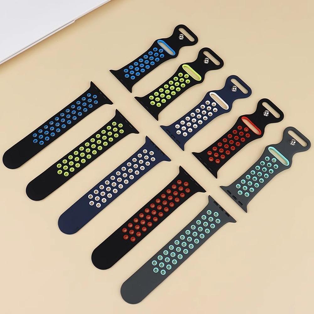 Silicone Strap For Apple Watch 11 10 9 8 7 46mm 45mm 42mm 41mm Ultra 3/2 49mm Breathable Bracelet Wristband iWatch 6 5 4 SE 44mm