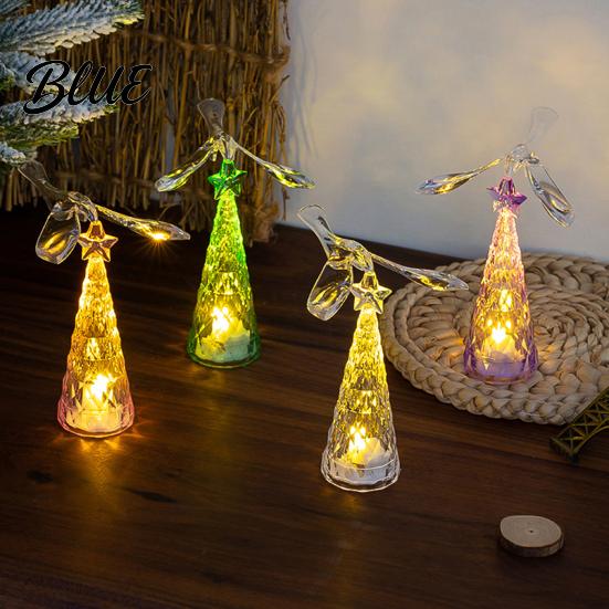Cone Small for Tabletop LED Glowing Decor Holiday Home Decoration Faux Crystal Christmas Tree Lights Mini Light with Flying Bird & Star Souvenirs