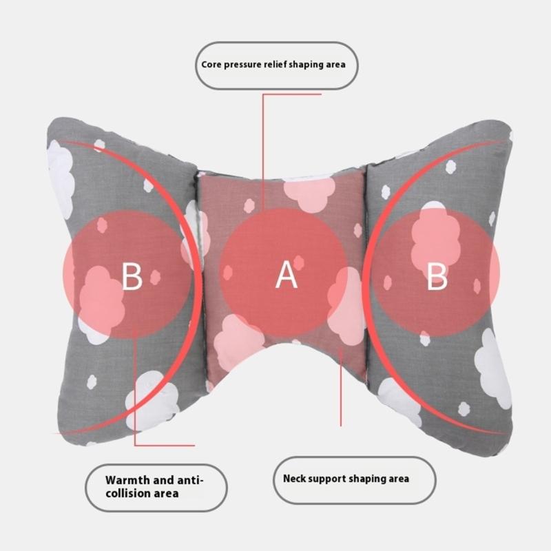 Portable Baby Travel Pillow Vibration Reduction Core Neck Protection Soft Cotton Cushion For Strollers Bassinet