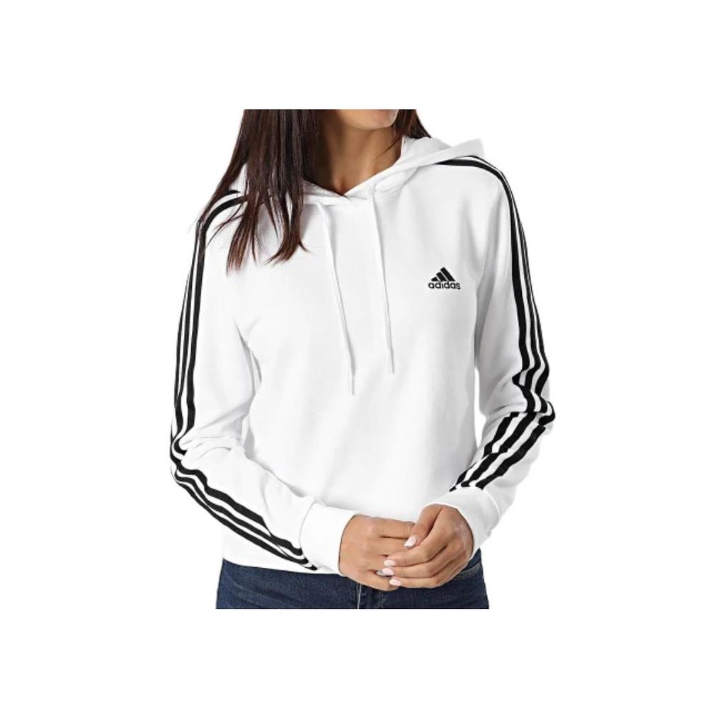 Adidas 3-Stripes Knit Hoodie Women Tops White GM5574
