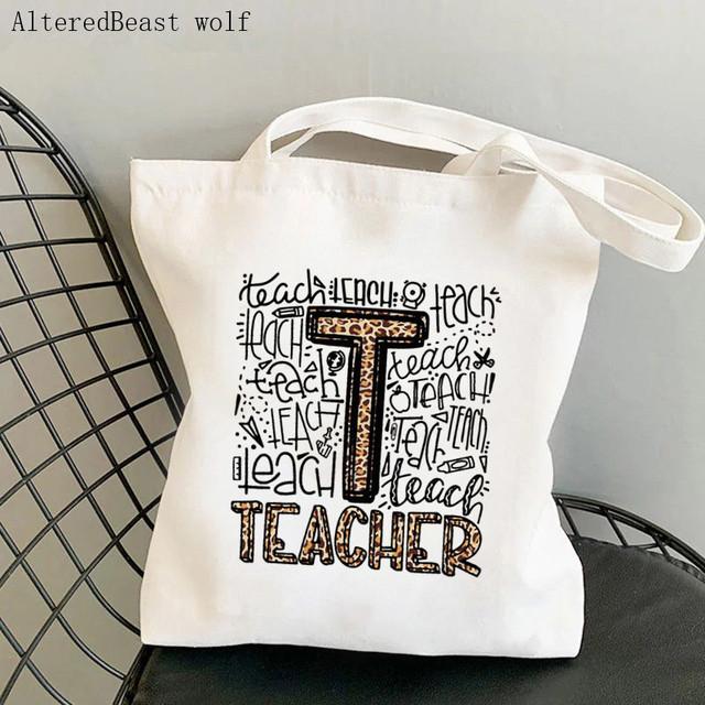 Women Shopper Bag Teacher Apple Tree Printed Kawaii Bag Harajuku Shopping Canvas Shopper Bag Girl Handbag Tote Shoulder Lady Bag