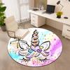 1Pc Cute Unicorn Circular Print Rug - Home Decoration Carpet For Living Room Bedroom Flooring Computer Chair Area Rug