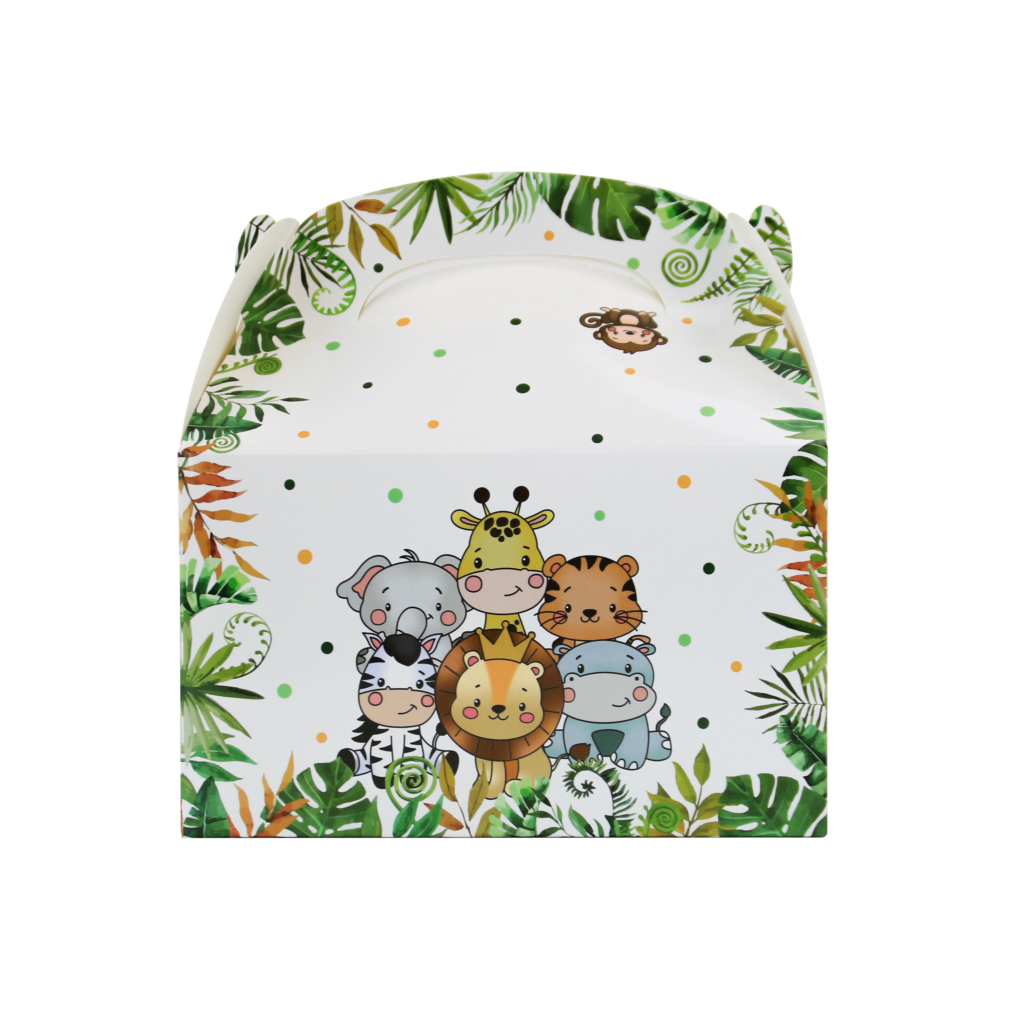 

12PCS Jungle Animal Party Favor Treat Boxes Safari Party Supplies Goodie Gift Boxes for Safari Baby Shower Decorations 16x9.5x9.5cm