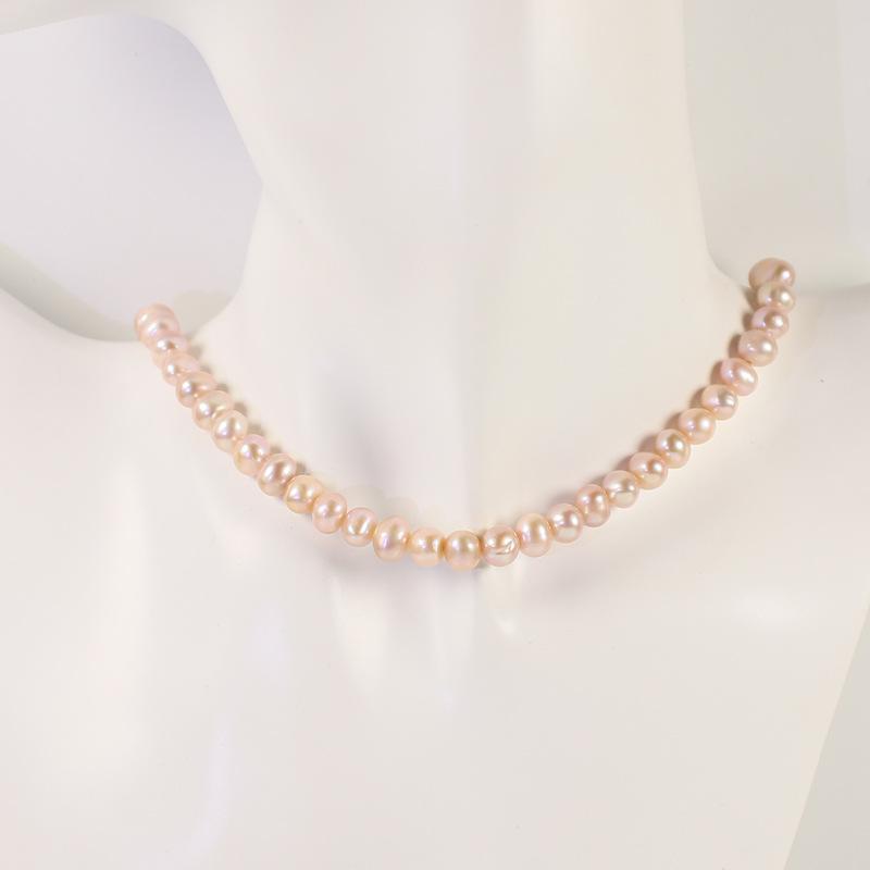 Meier Natural baroque pearl necklace - vintage court style fashion purple round freshwater pearl choker