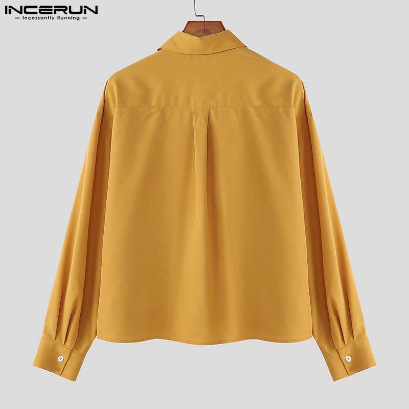 INCERUN S-5XL Men Turn Down Collar Long Sleeve Buttons Loose Casual Shirts Tops