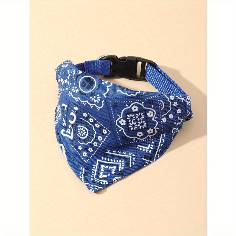1pc Adjustable Printed PU Pet Bandana With Water Absorbent Towel And Traction Buckle For Small And Medium Dogs