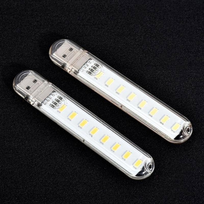 2/5PC 8 LED Mini Portable USB Lamp DC 5V Camping USB Lighting for PC Laptop Mobile Power Bank Gadget