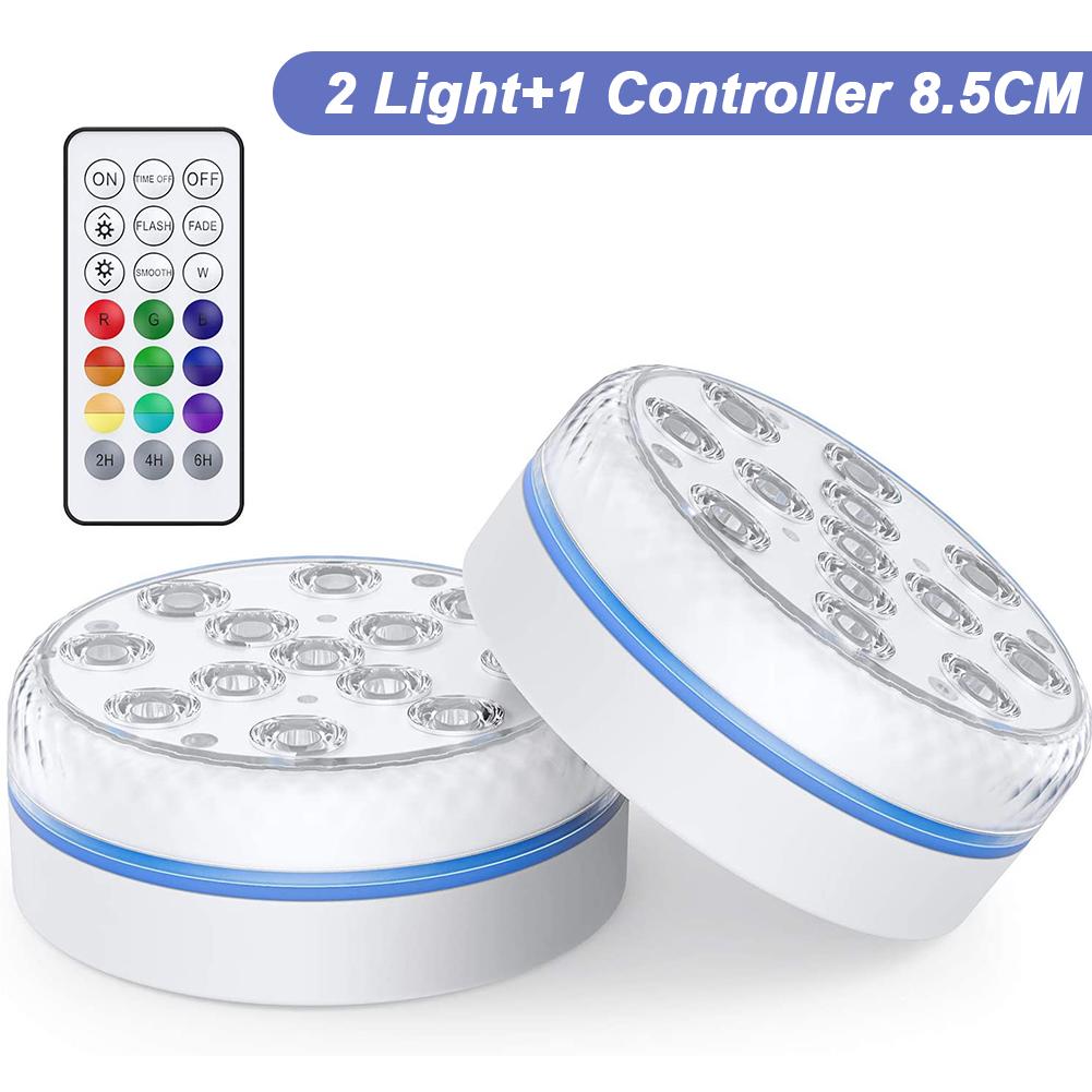 Updated IP68 Submersible Lights RGB Underwater Pool Lights with RF Remote Magnet Suction Cups Night Lamp for Pond Pool Aquarium