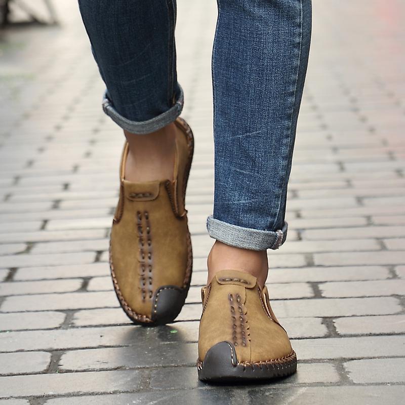 Large Size Leather Shoes 38-47 Men's Moccasin Casual Shoes Handmade Leather Shoes Men's Loafers