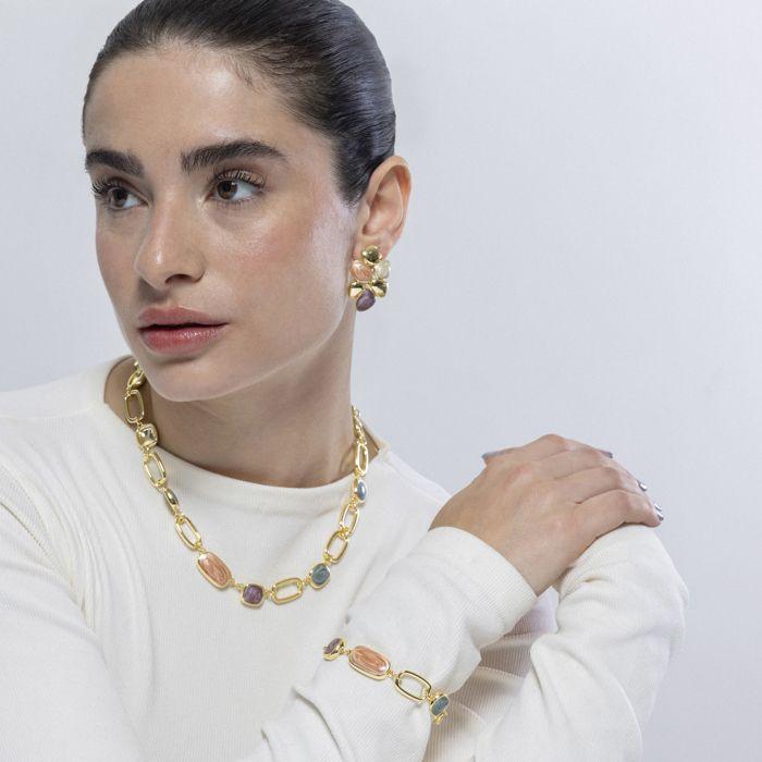 Luxenter Earrings In Orange Resin Finished In 18K Yellow Gold - Niro