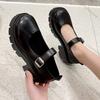 Fashion Comemore Black Ankle Buckle Platform Pumps Japanese Style Patent Leather Mary Jane Shoes Woman Punk Thick Heels Lolita Shoes
