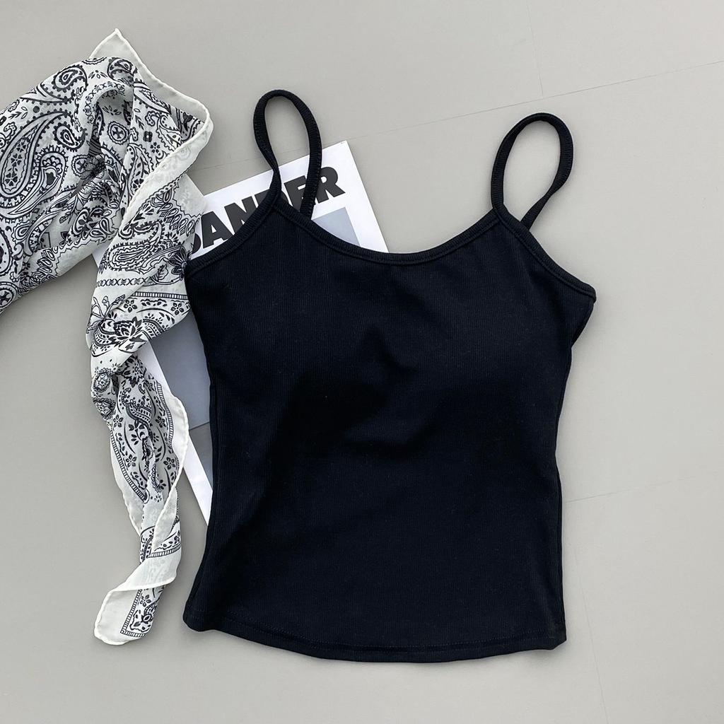 Women's Padded Camisole Top, Stretchy Slimming Cami with Built-in Bra, Pure Desire Style Spring Summer Basic