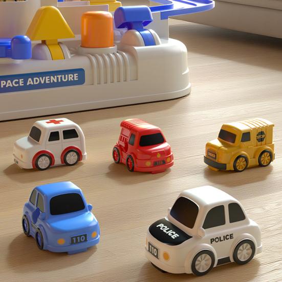 Yousheng 1 Set Spaceship Car Race Track Toy with 5 Mini Cars Toddlers Boys Girls Educational Space Adventure Small Car Rail Playset