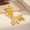 Fashion Classic Geometric Texture Leaf Flower Earrings Trendy Stainless Steel Stud Earrings  Daily Wear Party Gift Woman