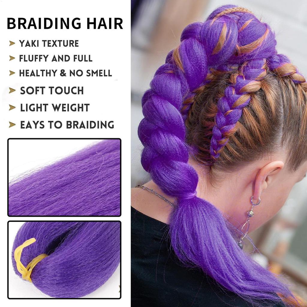 26Inch Synthetic Colored Braiding Hair Long Straight Ponytail Colorful Braiding Ponytail Hair Extensions Hair Accessories