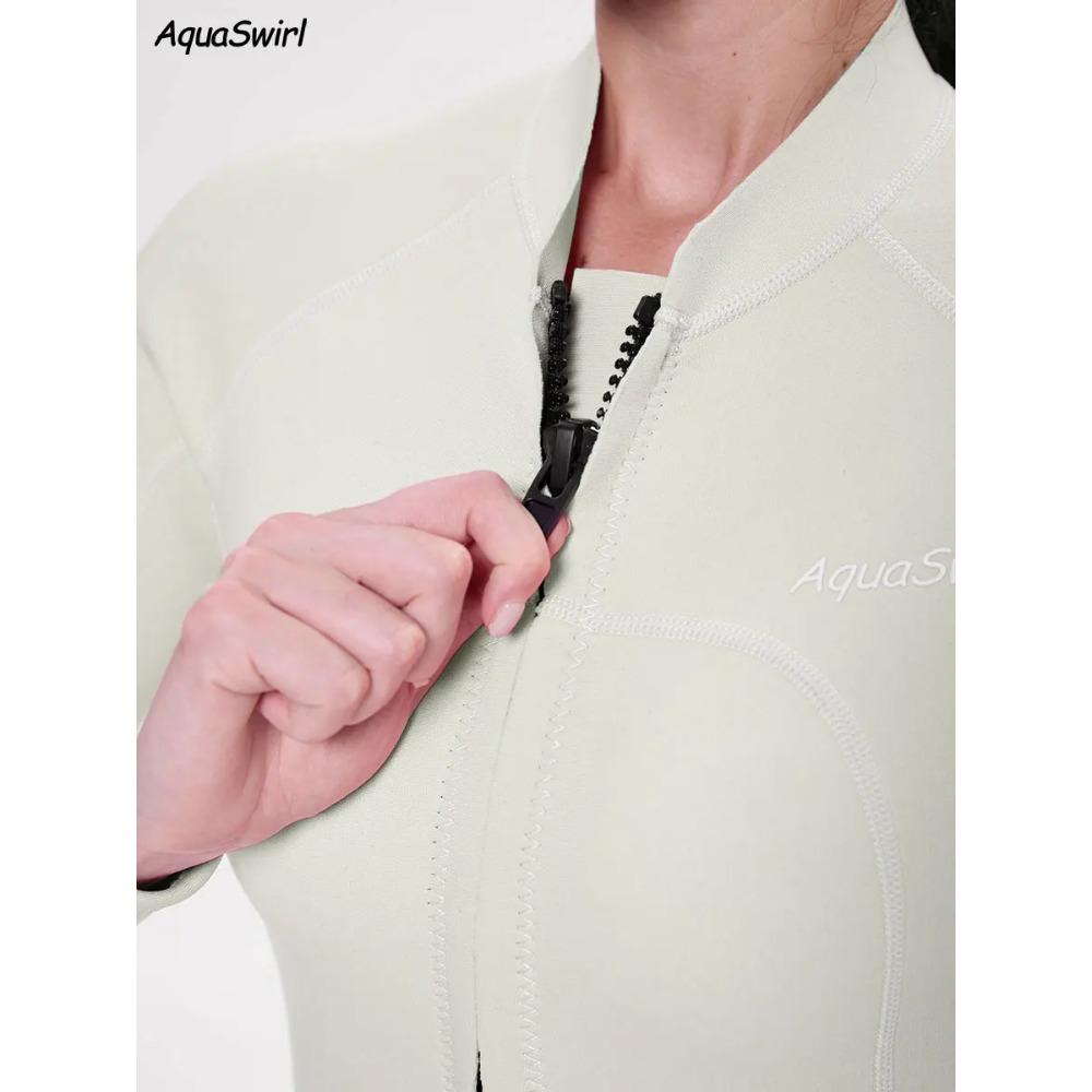 AquaSwirl 2mm Neoprene Split Wetsuit for Snorkeling , Sexy Stand Collar Full Sleeve Suit with Front Zipper
