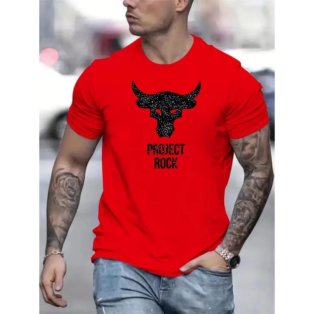 2024 New Summer Daily Casual Men's T-shirt Outdoor Street Men Fashion Short-sleeved Top 3D Bull Head Print Men's T-shirt