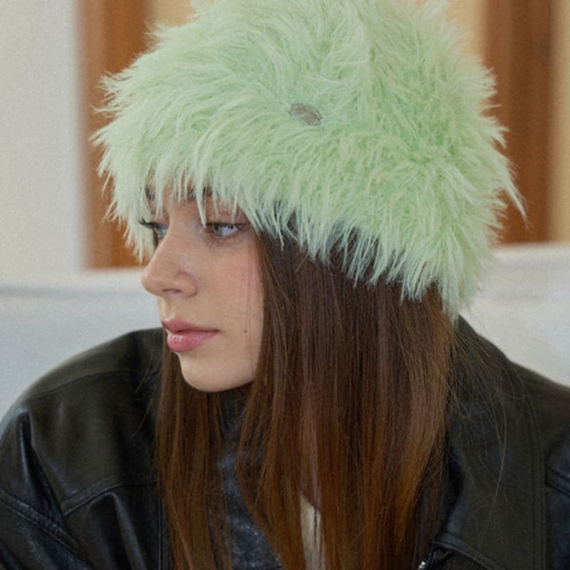 

Slowslowly Coton de Tulear Fur Handmade Crochet Bucket Hat (+Metal comb necklace) _ Mint Mint