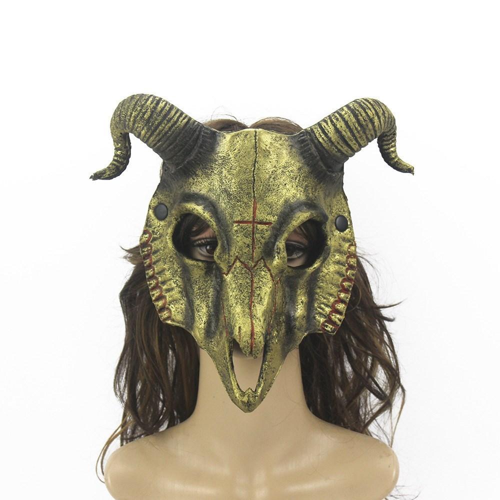 

Antelope Sheep Horn Mask Cosplay Animal Headwear Gothic Bloody Skull Steampunk Halloween Carnival Masquerade Costume Props