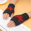 Knitted Gloves for Adult Touch Screen Mittens Male Female Winter Gloves with Pentagram Pattern Fingerless Gloves