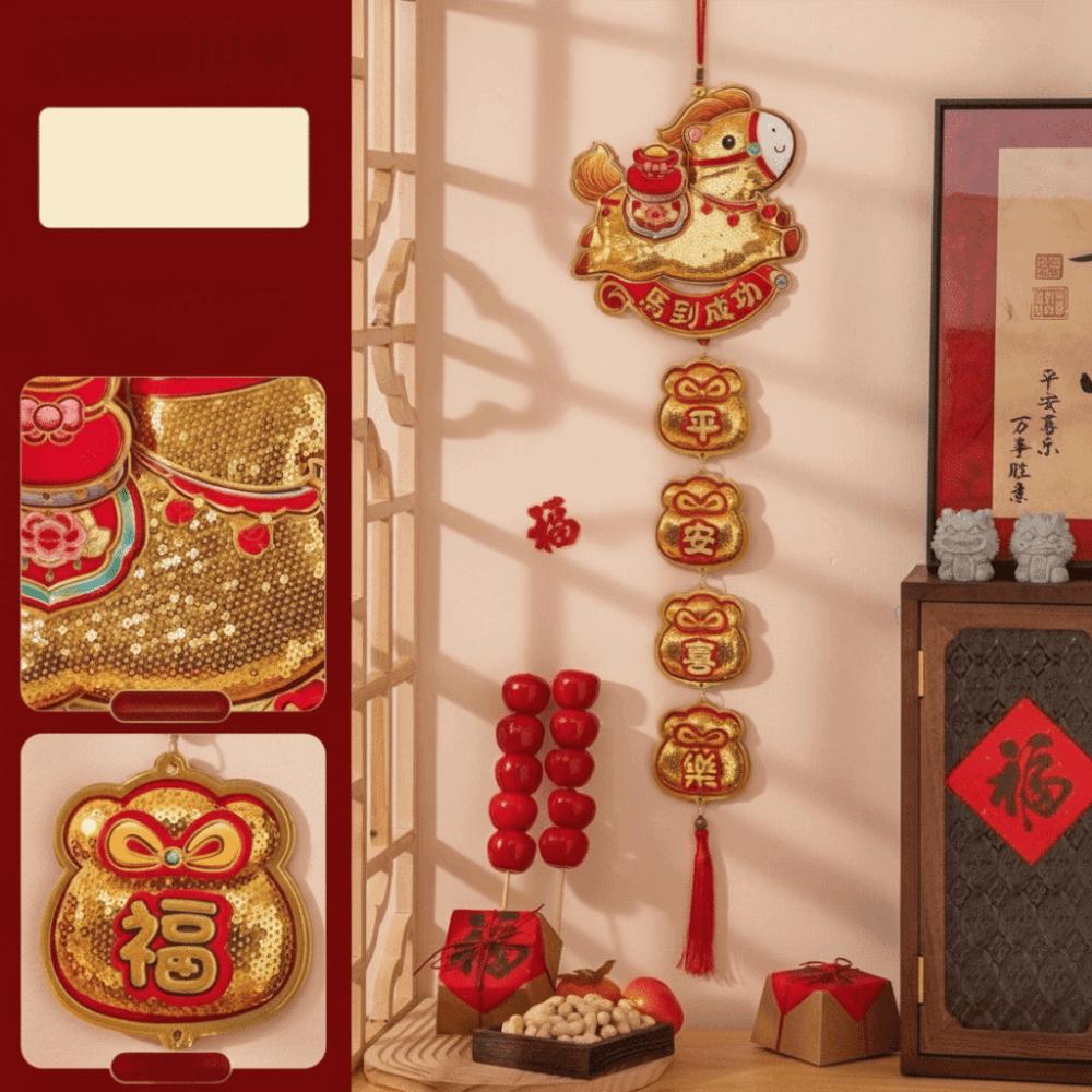 Glitter Horse Wall Hanging Ornaments Sequins Door Decoration Spring Festival