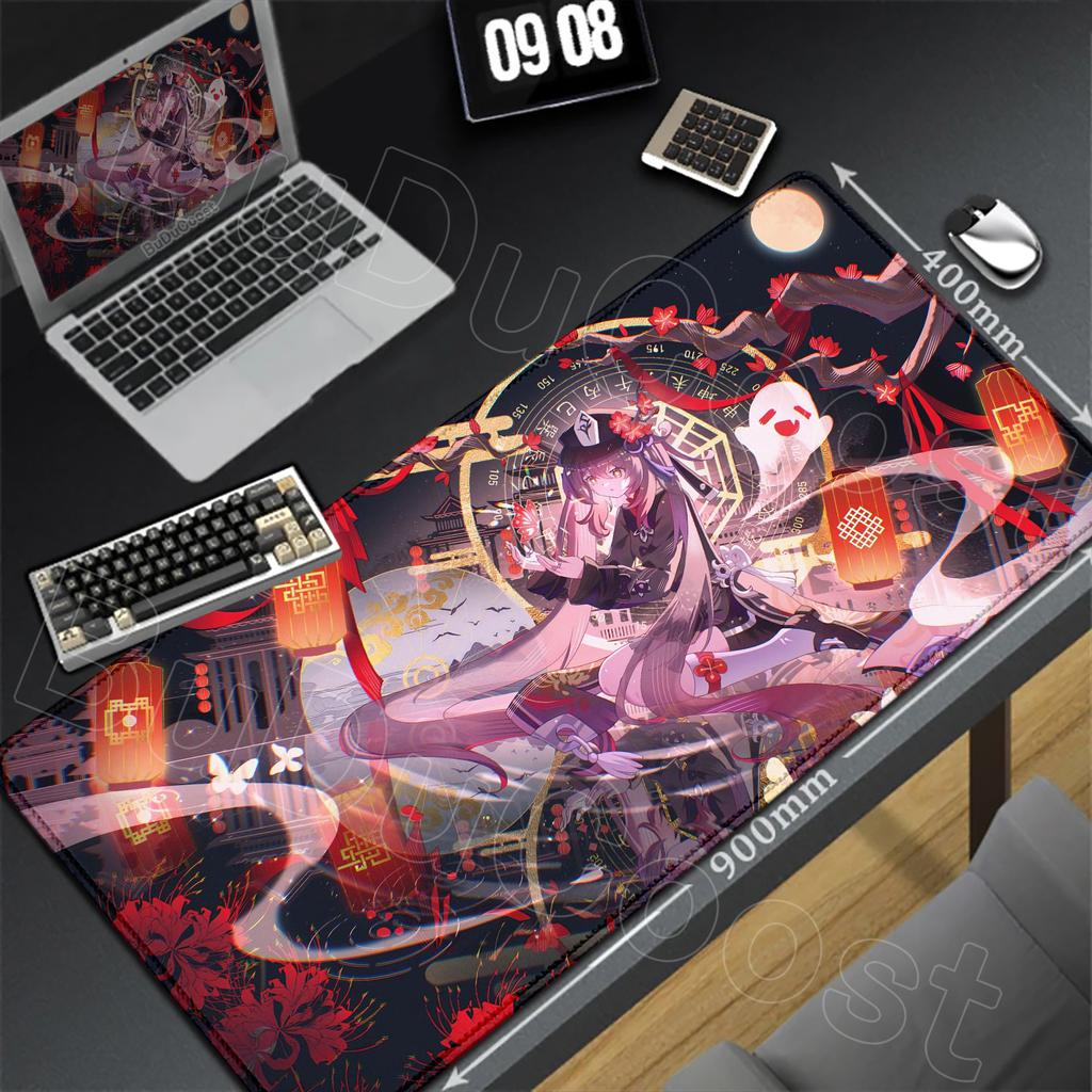 HD Genshin Impact Hu Tao Game Mousepad PC Gaming Accessories Laptop Pad Non-Slip Rubber Soft Edge locking XXL Large Keyboard Mat