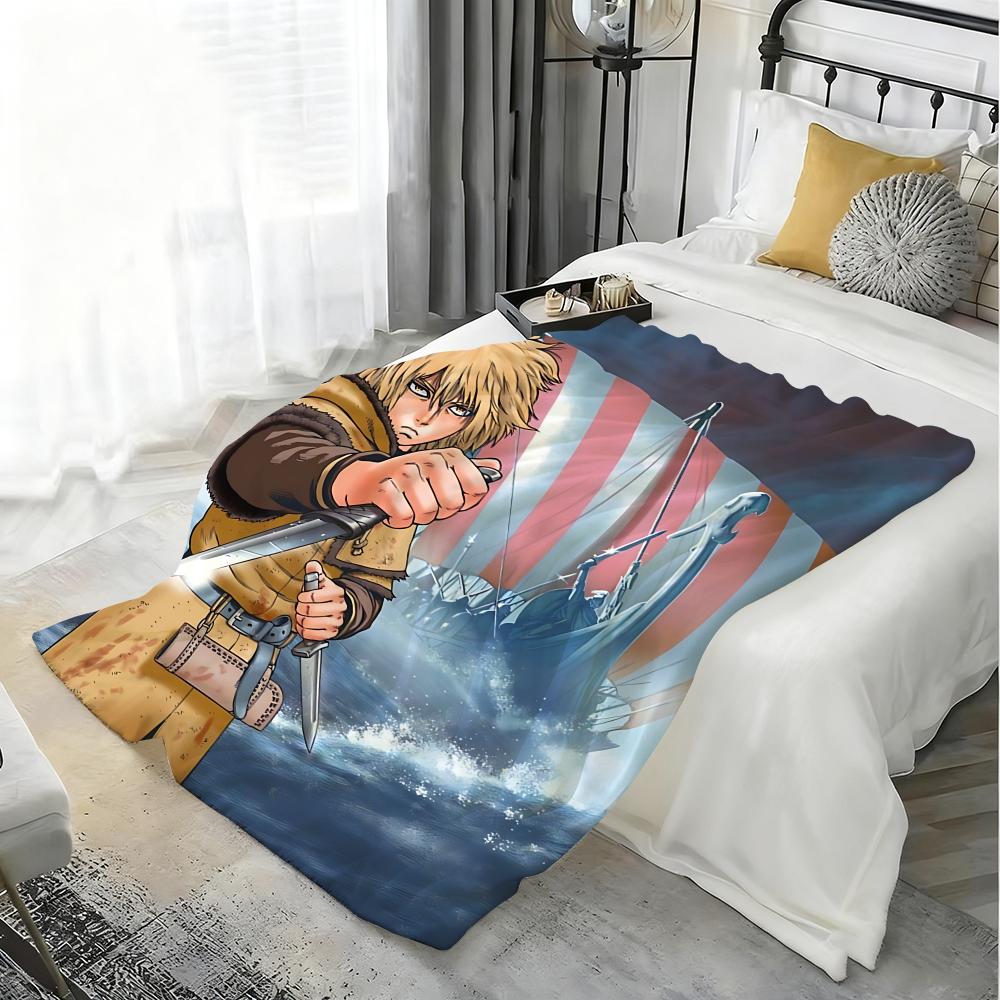 Anime V-Vinland Saga Throw Lightweight 240g Flannel Blanket Soft Skin-friendly for Summer Cooling