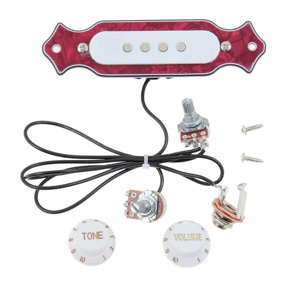 Pre-wired 4 string Single Coil Soundhole Pickup Harness with Volume &Tone Pots for Electric Guitar