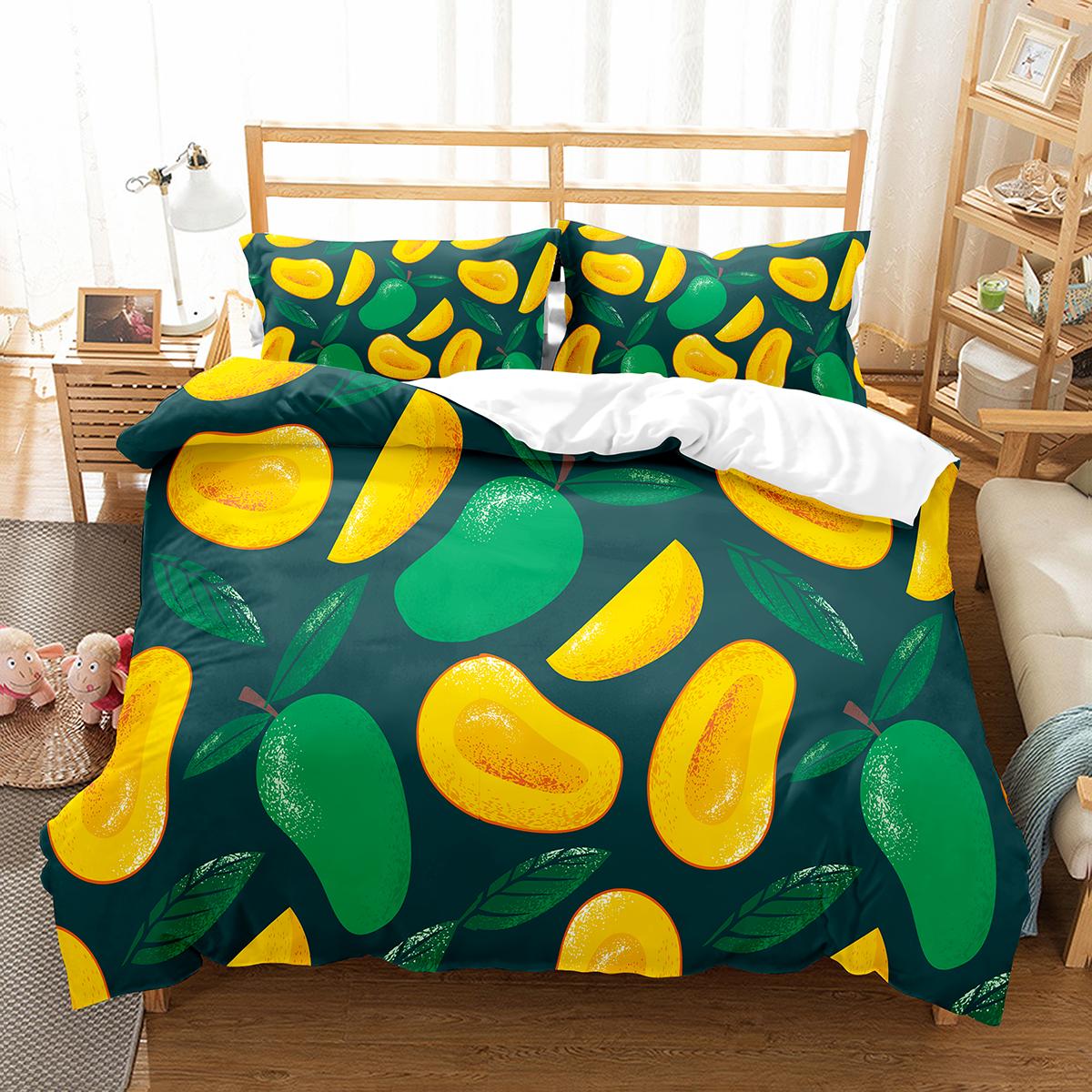 

Mango Duvet Cover Set Fresh Fruit Pattern Comforter Cover For Kids Teens Adults Bedding Set King Queen Twin Size With Pillowcase 150x200cm 3pcs