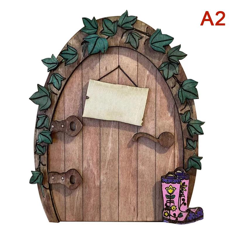 Mini Home Decorations Wooden Fairy Door Fairy Tale Gate Door Decoration Craft Ornaments Garden Courtyard Decoration