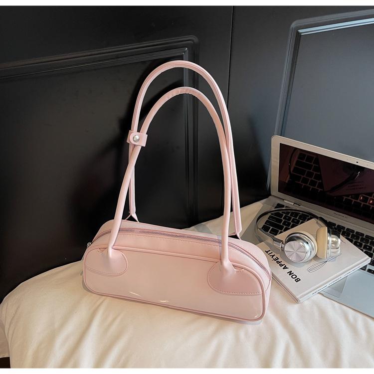 2025 new large-capacity Boston women's bag foreign design handbag soft leather solid color underarm shoulder bag