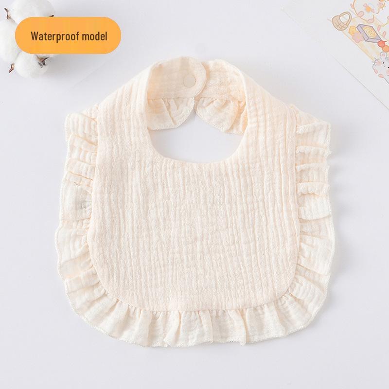 Ruffle Lace Waterproof Cotton Baby Bib (Seven-Layer Gauze)