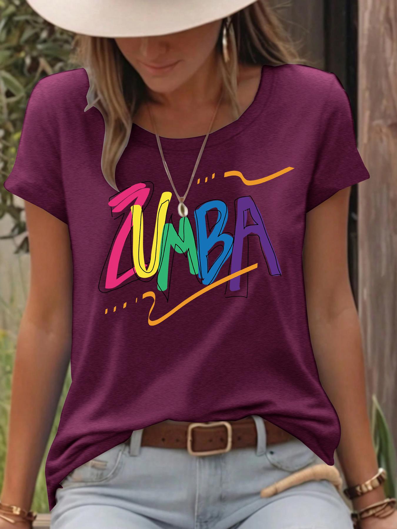 

Женская красочная футболка свободного кроя с коротким рукавом и принтом ZUMB XL