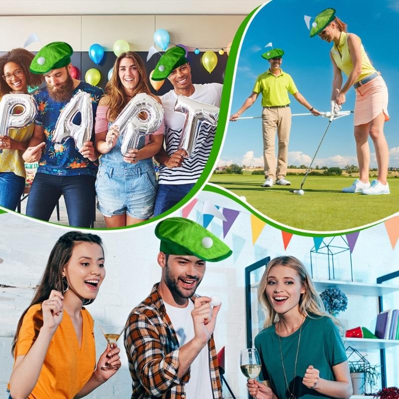 Trendy Painter Hat with Green Turf Fashion Hat Funny Beret for Sports Photography Golfer Headwear Painter Hat