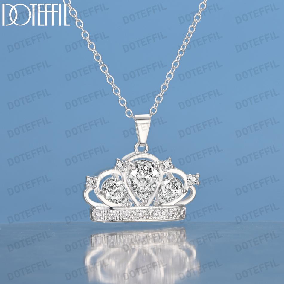 

Ожерелье с подвеской в виде короны из стерлингового серебра 925 пробы с цирконием, модные свадебные украшения O-50CM